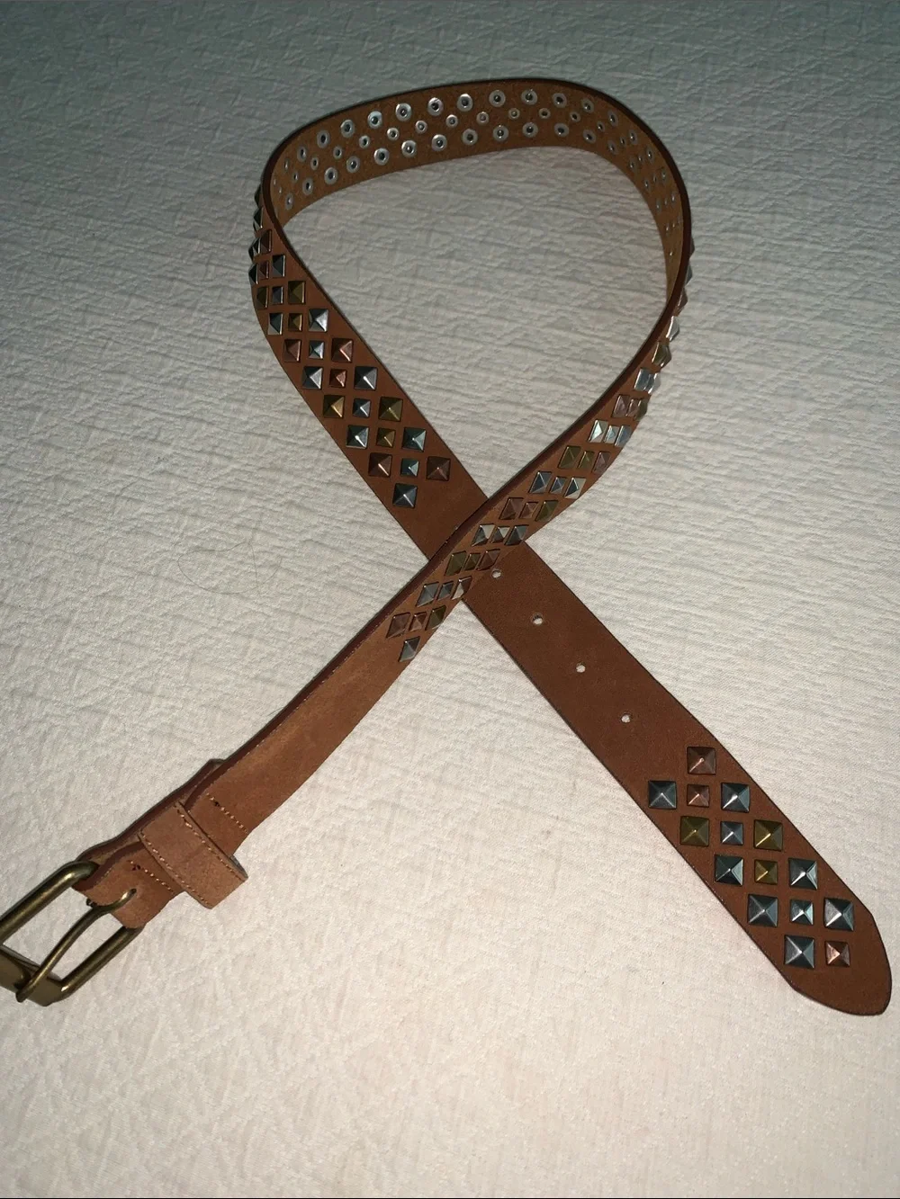 Beautiful embellished leather belt 42 inches long